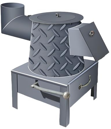 Estufa de leña portátil de acero engrosado, estufa de leña de hierro fundido con patrón resistente para calentar y cocinar, estufa de camping estable para uso en interiores y exteriores.