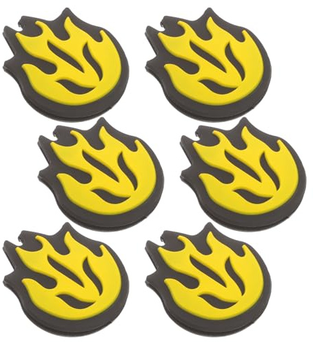 FOMIYES 6 Pezzi Ammortizzatori per Racchetta da Tennis a Forma di Fuoco, Smorzatori di Vibrazioni in Silicone Giallo, Accessori Leggeri e Compatti per Riduzione Vibrazioni, Adatti a Tutte