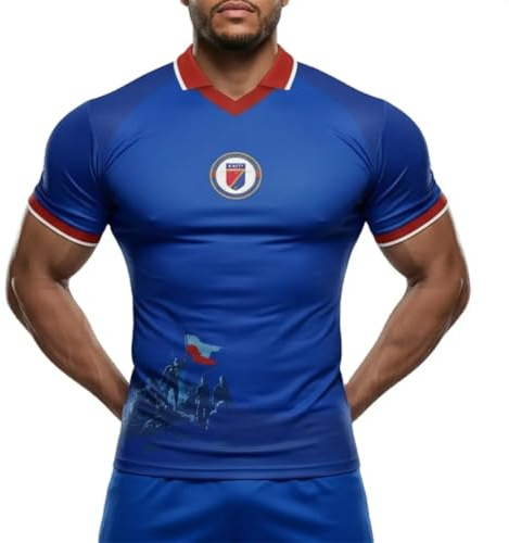 Maillot de Football Haïti Coupe du Monde 2026, Polyester Technique, Manches Courtes, Col Rond, Respirant, Unisexe, Adulte