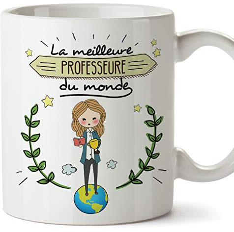 Mugffins Professeure Tasses Originales de café et Petit-déjeuner à Donner Travailleurs Professionnels - La Meilleure Professeure du Monde - Céramique 350 ML