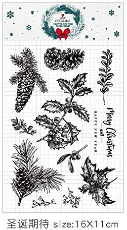 arriettycraft Stempel mit Aufschrift Merry Christmas Leaves Decors, Gummi, transparente stempel, für Sammelalben, Fotodekorationen, Kartengestaltung