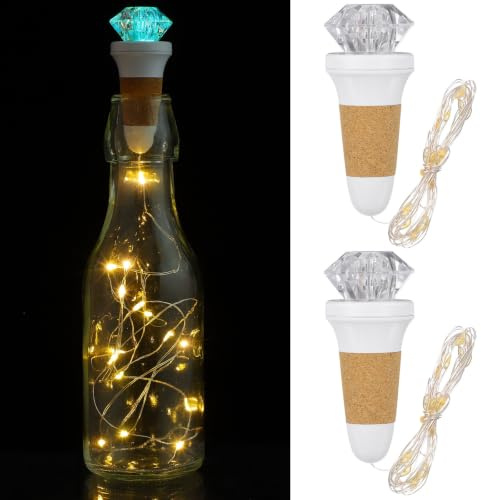 Uonlytech Bottle Lights with Cork Wine Bottle Lights USB Rechargeable LED Flash Warm White Light for Party Christmas Wedding Decoration