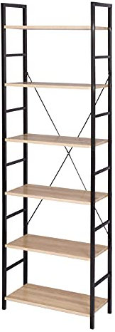 eSituro Standregal mit 6 Ablagen, Bücherregal Lagerregal Leiterregal Stufenregal Badregal Küchenregal Eckregal Treppenregal, Hochregal mit Kippschutz, 60 x 180 x 27,5 cm