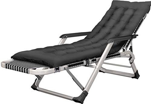 LHNLY-Liegen Liegenauflage für Sonnenliege Hoch Senioren mit Kissen Saunaliege Auflage Extrabreit Deckchair Liege Gartenliege Liegender Recliner Relaxliege für Balkon Wohnzimmer, Schwarz
