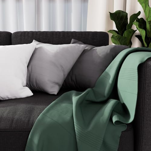 Soleil d'ocre, Adele Plaid, jeté de Fauteuil, Coton, Vert, 140x200 cm