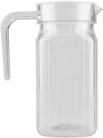 Water Jug with Lid, 500ML Plastic Pitcher Acrylic Striped Transparent Water Jug Unbreakable Beverage Pitcher Container Ice Cold Jug for Bar Home Restaurant