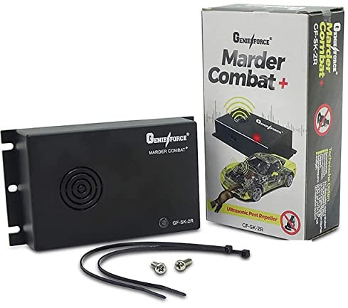 Genieforce® Marder Combat+ Protección contra martas a pilas, ahuyentador de martas por ultrasonidos, ahuyentador de martas, protección móvil para coche, casa, jardín, ático, GF-SK-2R
