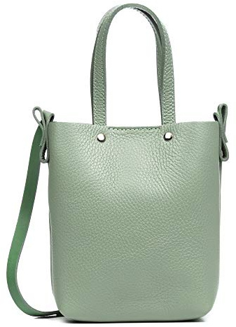 FIRENZE ARTEGIANI. Italia Borsa a tracolla Donna.Vera pelle Dollaro .Made in Italy. Vera Pelle Italiana.17x5x19 cm, verde menta, Utility