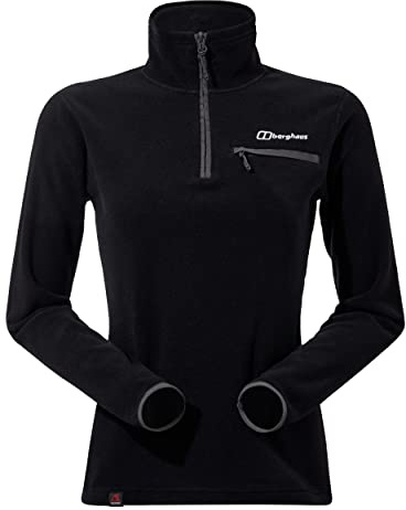 Berghaus Women's Prism 2.0 Micro Half Zip Polartec Fleece | Added Warmth | Flattering Style | Durable Fleece Half Zip, Black/Black, 10
