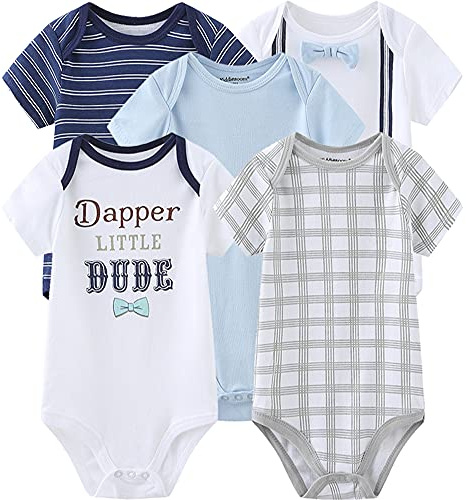 Kiddiezoom Baby-bodys, byxor för spädbarn, sparkdräkt, klädset, kläder för pojke, flicka, bomullsmössa, vantset mot rivmärken, 3-6 Månader