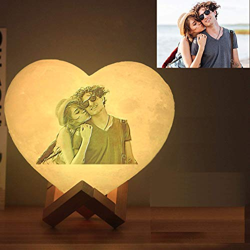 Kiko-ershaa Personalisierte Mondlampe mit Foto und Text Benutzerdefinierte Herzlampe 3D-Mondlampe für Schlafzimmer Wohnzimmer dekorativ