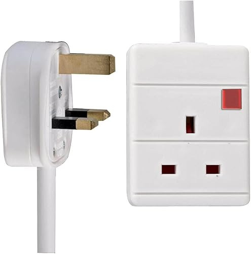 Mr Gadget Solutions® 1 Way Gang Single Socket Mains Power Extension Lead 13A UK 3Pin Plug - 5 Metre Cable, White