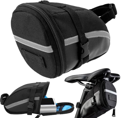 Sacoche de vélo étanche sous la Selle - Étui Multifonction avec Sangles réglables - Noir