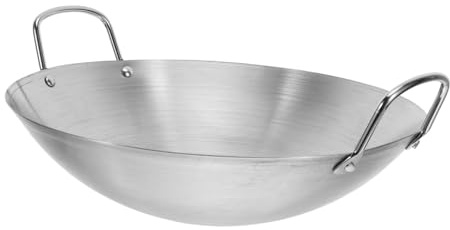 Warmhm Stainless Steel Frying Pot Large Capacity Round Bottom Wok for Gas Stove Cooking Utensil Easy to Clean Kitchen Accessory for BBQ and More