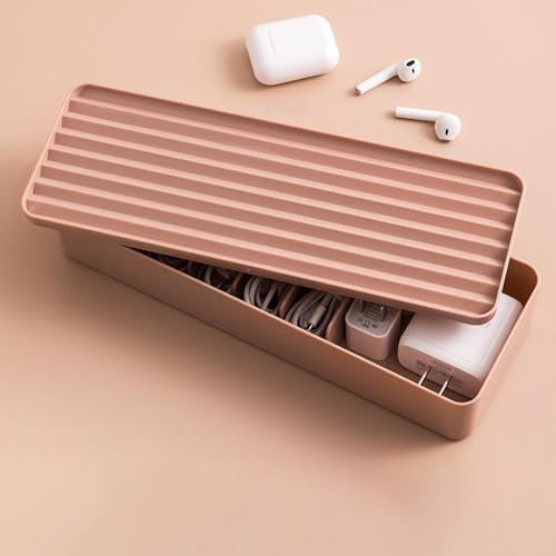 STARRY G Cable Tidy Box with Lid, 7 Grids Cable Organizer Box,Large Cable Storage Box for Wire/Charger Plug/Power Strips, Cable Management Box (Free 1.5M Cable Ties Roll) - Single Layer