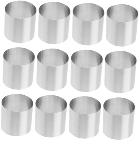 COLLBATH 12pcs Stainless Steel Cake Ring Mini Round Mousse Baking Mold 5x5x5cm Simple Cake Maker Mold for Home Baking and Dessert Preparation