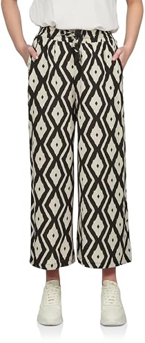 DENIMFY Palazzo Pantalones de verano 7/8 para mujer, corte holgado DFKate, pantalones de verano de pierna ancha, ligeros, pantalones de tela hasta el tobillo, cintura elástica, color sólido, viscosa