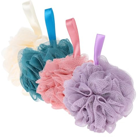 Ipetboom 4pcs Exfoliating Bath Ball Skin Cleaning Scrubber Body Shower Loofah for Bathing Supplies Multipack