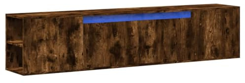 vidaXL Meuble TV Mural avec LED chêne fumé 180x31x39,5 cm, Meuble TV Flottant, Meuble multimédia Mural, unité TV Murale, Armoire TV Murale