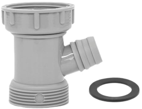 Kitchen Sink Drain Pipe Adapter Wye, 1-1/2 Inch Y-Shaped Strainer Connector, Waste Outlet Male Female Thread Fitting with Dishwasher Input, 1Pack, Grey
