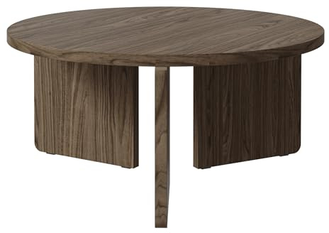 Selsey Couchtisch Wohnzimmertisch Beistelltisch Kaffeetisch Rund 85 cm Sofatisch Wisconsin Walnuss Preffines