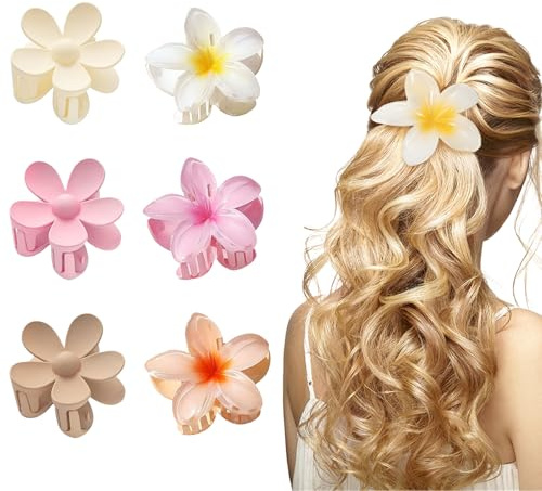 LUHOCIY 6 pièces pince cheveux fleur, pinces fleur décoratives et antidérapantes pour fixer les cheveux