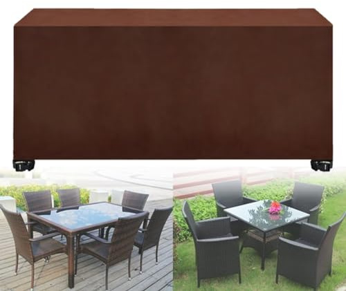 nvdsivee Abdeckung für Gartenmöbel Wasserdicht Schutzhülle Gartentisch Rechteckig Anti-UV Abdeckplane Winddicht Schwerlast 420D Oxford Gewebe Große Abdeckhauben für Möbelsets Braun 140x80x75cm