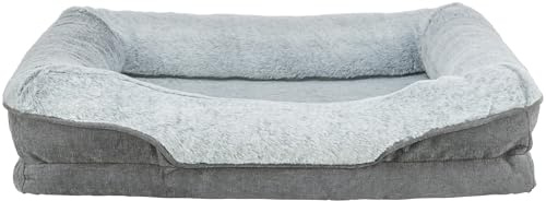 TRIXIE orthopädisches Hundebett Vital Lino – 110 x 75 cm, grau | Gelenkschonend durch viskoelastischen Schaum mit Memory-Effekt – für ältere Hunde, mit herausnehmbarem Wendekissen
