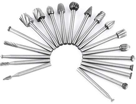 Culnflun Limas rotativas, escofina para tallar madera de acero de alta velocidad, limas rotativas, herramientas eléctricas, grabado en madera, fresas rotativas, juego de fresas de (20 piezas)