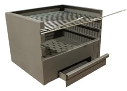 Barbacoa, Cajón Barbacoa Rectangular con parilla a 3 alturas, barbacoa de leña y carbón (80x41x36CM)