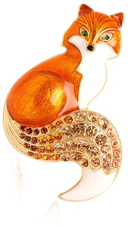 LUOFENG Broche renard en émail avec strass pour bijoux, sac à dos, accessoires de mode pour vestes
