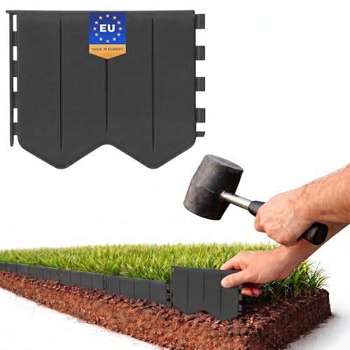 GARDENIX Flexible Rasenkante Anthrazit 10.3m - Kunststoff Mähkante zum einschlagen - Rasenkantenband Beetabgrenzung Beetbegrenzung Langlebig