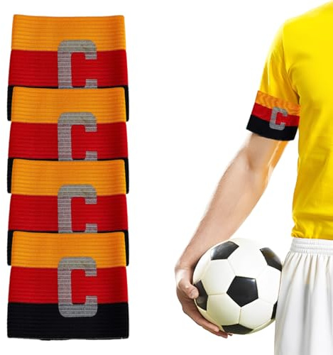 KEMUZ 4 Stück Kapitänsbinde Fussball, Für Jungen, Männer Und Mädchen, Viele Sportarten,Kapitänsbinde Kinder,Kapitänsbinde Kinder,Elastisch,(Deutschland)