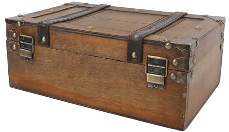 Hiraith Holztruhe, Retro-Vintage-Koffer, dekorativer Aufbewahrungskoffer für Zuhause, Fotografie-Requisiten, Verbundholz, Aluminiumlegierung, PU-Leder (klein)