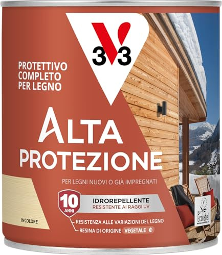 V33 Protettivo Completo per Legno Alta Protezione all'Acqua Incolore 0,75L