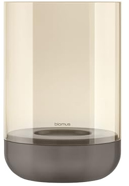 blomus Windlicht -Calma- | Farbe Burned Metal | Größe L | (exkl. Kerze) | Aus Edelstahl und Glas; Für stimmungsvolles Kerzenlicht; Ø 15 x H 22,6 cm