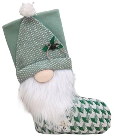 Weihnachtsstrumpf, 26cm 3D Nikolausstrumpf Mit Plüsch Wichtel, Nikolaussocken Deko Zum Befüllen Und Aufhängen, Bonbontüte Für Weihnachtsdeko(A)