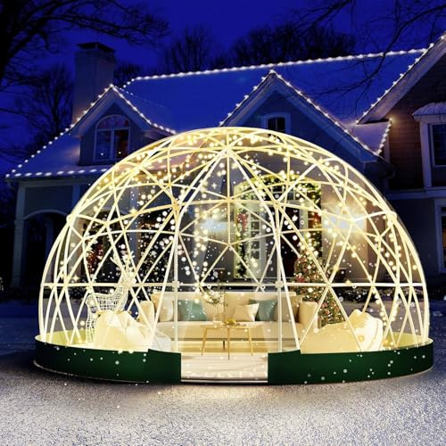 Tenda a cupola geodetica, resistente alle intemperie, trasparente, a forma di igloo, per feste all'aperto e cortile, 3,7 x 2,2 m