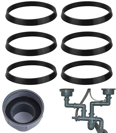 Rubber Washers, 6 Pack 40mm Waste Pipe Seal Fittings for 1½ Inch Kitchen & Bathroom Sink Drains, 43mm OD, 38mm ID, 2mm Thick Cone Gaskets