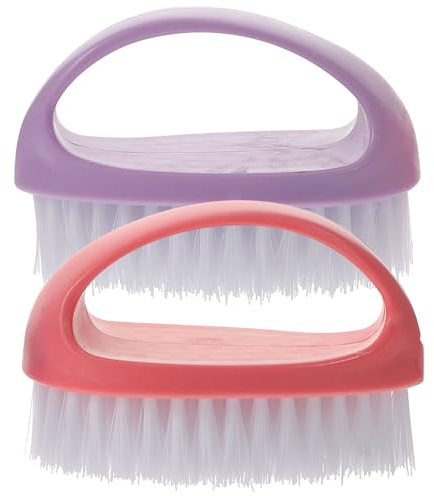 Spazzola Pulizia Unghie Manuale per Donne, Plastica, 2 Pezzi | Set Pratico Setole Fitte e Morbide, per Mani e Piedi, per Rimuovere Polvere e Residui