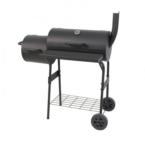 XLWLLNJ Outdoor Barbecue Grill Cooker With Chimney Vent Trolley Grill Hardwood Thermometer Dial Wheels And Suitable for patio cooking garden parties outdoor gatherings 114x60x117cm