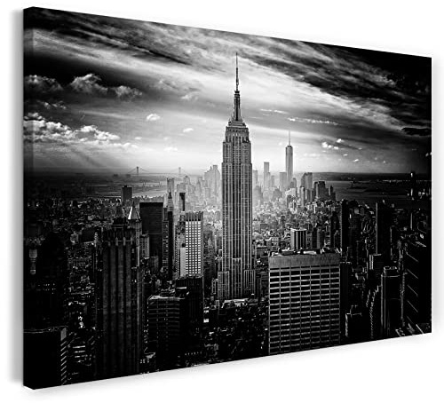 Printed Paintings Leinwand (100x70cm): New York Stadtebilder Skyline Black-White schwarz-weiß Man