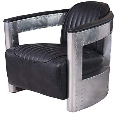 Fliegerfåtölj äkta läder aluminium fåtölj vintage läderfåtölj retro armstöd ovl211 Palazzo exklusiv