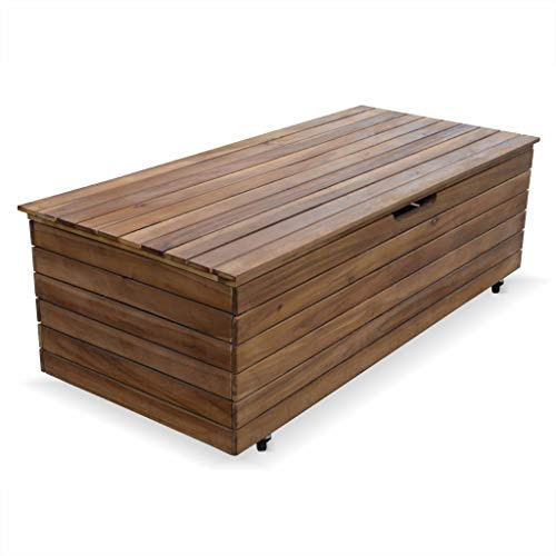 Alice's Garden - Coffre de jardin en bois - Saragosse - 130L. rangement coussins 107x48.5cm avec vérins et roulettes