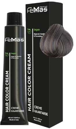 FemMas - Tintura puro e mix cenere, crema colorante professionale con olio di argan, cheratina e ceramidi, colorazione permanente o tintura, per risultati brillanti e durevoli, da 100 ml