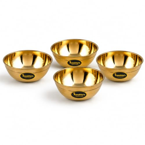 Kanshita's Rasoiware Diya de latón y cuenco decorativo pequeño (35 ml) para Puja - Elegante decoración del hogar para festivales y rituales