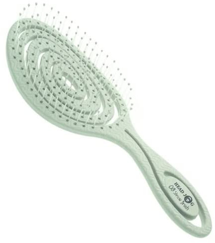 Head Jog 08 Paddle Brush Flexible Soft Pin Bristles, Detangling Wet Or Dry Hair. Gentle Brushing Hairbrush. Detangling Brush Curly & Wavy. (Original Collection Sage).
