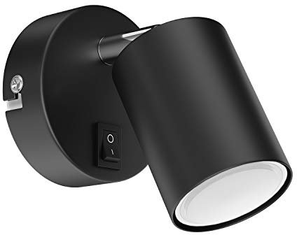 ledscom.de Wall spot WAIKA, Single-lamp, with Switch, GU10, Black matt, incl. 450lm LED GU10 lamp, Warm-White