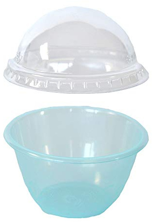 PZ 100 COPPETTA BLU PICCOLA 100 CC PLASTICA + COPERCHIO CUPOLA IDEALE PER DOLCI E MONOPORZIONI