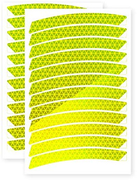 reflecto reflexsticker in Neon-Edition für Fahrradfelgen | 12 bis 24 Zoll Felgen | gelb oder orange | 24 Streifen im Set | Reflektoren-Aufkleber fürs Fahrrad, Kinder Laufrad, Anhänger, Dreirad